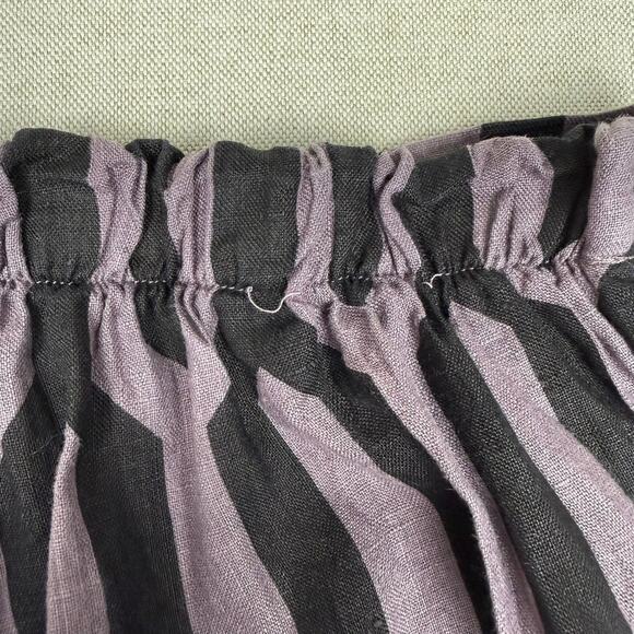 Bryn Walker Linen Geometric Cropped Wide Leg Culottes Elastic Waist - Picture 5 of 7